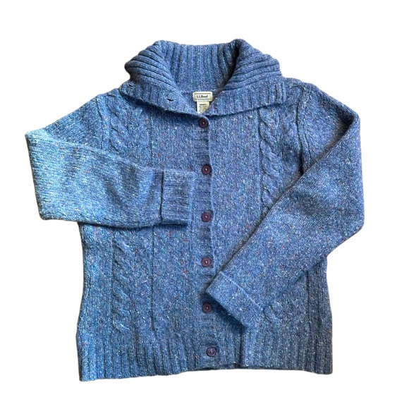 LL Bean Wool Blend Collared Button Down Cardigan Periwinkle Sz M - Picture 3 of 6
